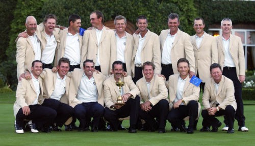 european team with the Ryder Cup