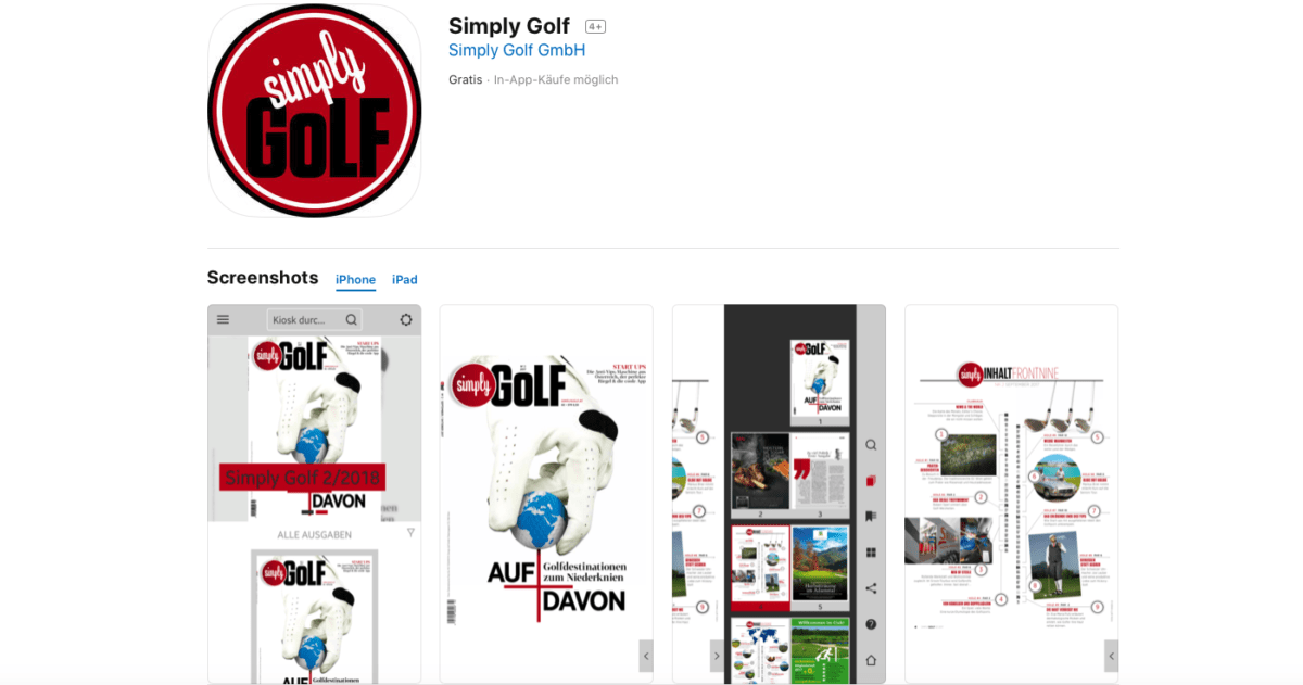 Simply Golf – die Magazin App