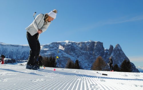 Wintergolfen auf der Seiser Alm